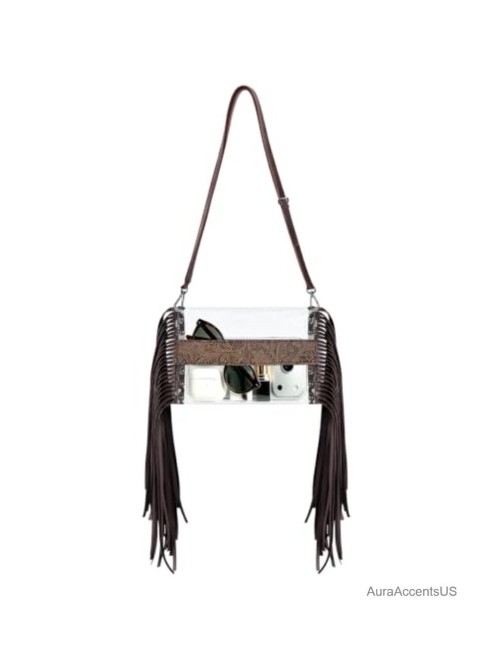 Clear Fringe Crossbody Purse Western Style Stadium Approved Bag